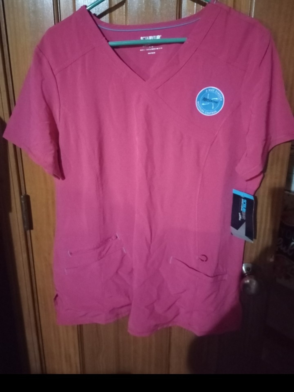 Scrubstar Women's V-Neck Scrub Top in Deep Pink